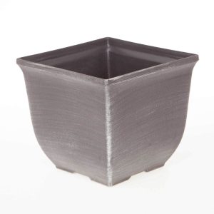 Pair Of Tulipa 10In (25Cm) Silver Sq. Planter