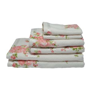 Printed Rose Bath Sheet Cream/Peach