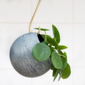 Sphere hanging plant pot - aged zinc