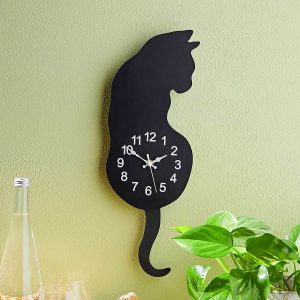 Wagging Tail Cat Clock H47.5 x W19 x D4cm