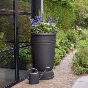 Water butt with stand & planter - black