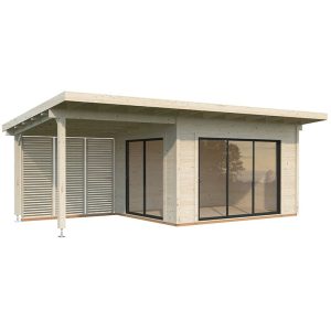 Palmako Grace 7.2m x 3.9m Pent Log Cabin with Gazebo Sliding Doors Plus (56mm)