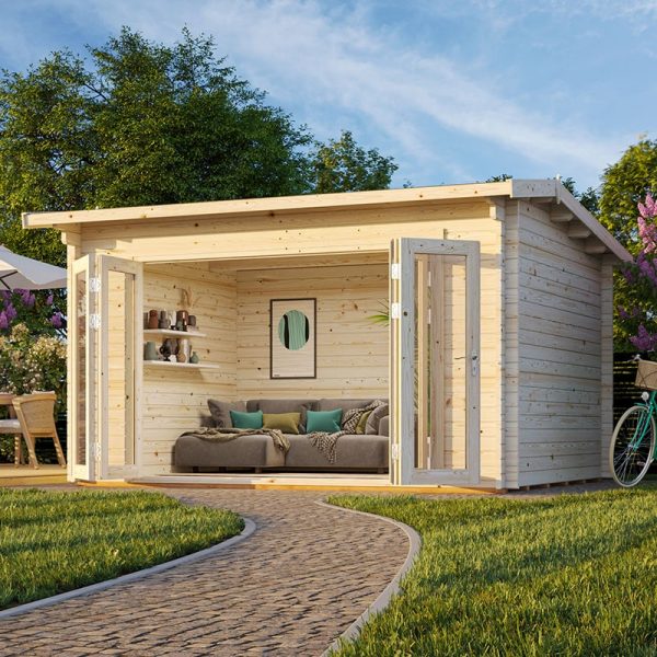 Palmako Ines 4.3m x 3.8m Log Cabin Garden Office (44mm)