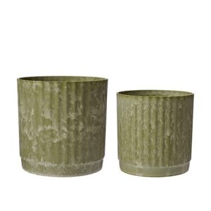 Rustic lightweight plant pot set of 2 - green