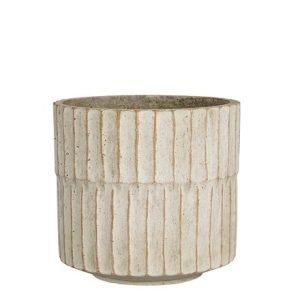 Rustic ribbed plant pot - off white