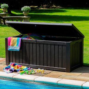 5'1 x 2'4 Keter Rockwood Plastic Garden Storage Box - Anthracite (1.55m x 0.72m)