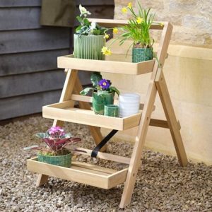 Acacia folding plant stand