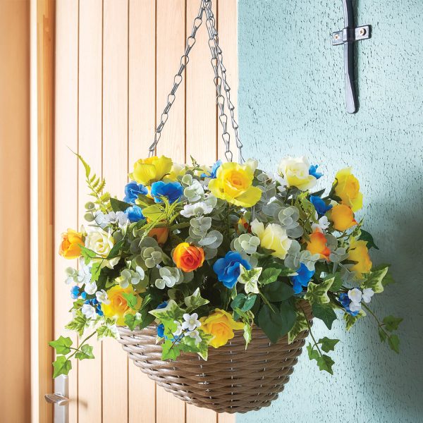 Artificial Hanging Basket (Rose and Petunia) L55 xW38 xD32cm