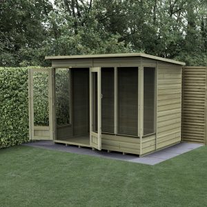 Forest Garden 8x6 Beckwood Pent Summerhouse with Double Door (Installation Included)