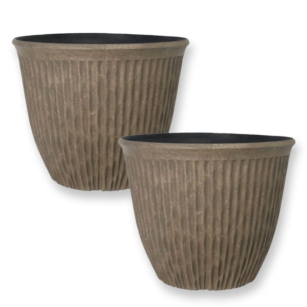 Pair Of Brooklyn Planters - Faux Rock (38Cm)