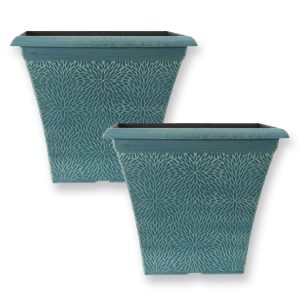 Pair Of Square April Planters - Indigo Green (36Cm)