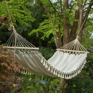 Swing hammock with bars - ticking stripe