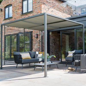 9' x 9' Garden Must Haves Sliding Roof Grey Gazebo (2.8m x 2.8m)