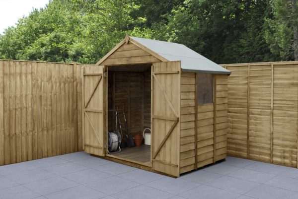 Forest Garden 7x5 Overlap Pressure Treated Apex Wooden Garden Shed with Double Door