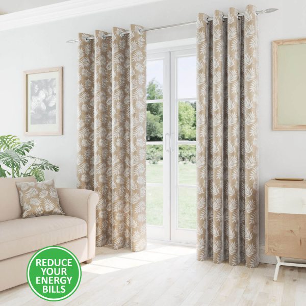 Oakland Eyelet Curtains 46Wx54D Latte