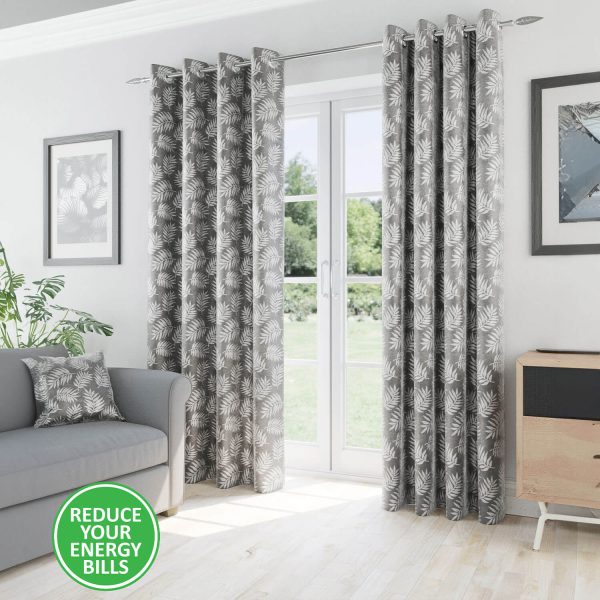 Oakland Eyelet Curtains 46Wx72D Grey