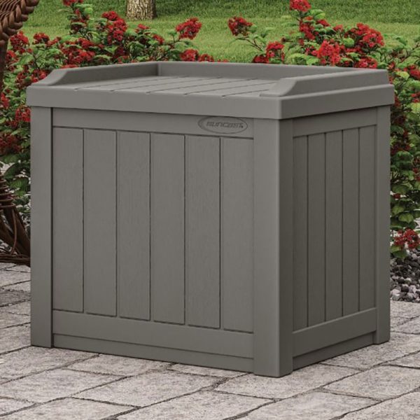 1'10 x 1'5 Suncast 83L Plastic Garden Storage Seat - Stoney Grey (0.56m x 0.43m)