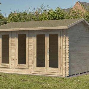 Forest Garden Chiltern 4.0m x 3.0m Apex Single Glazed Log Cabin (24kg Polyester Felt Without Underlay)