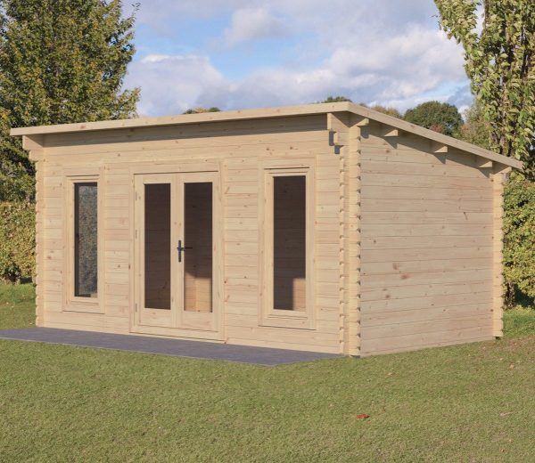 Forest Garden Elmley 5.0m x 3.0m Pent Double Glazed Log Cabin (24kg Polyester Felt With Underlay)