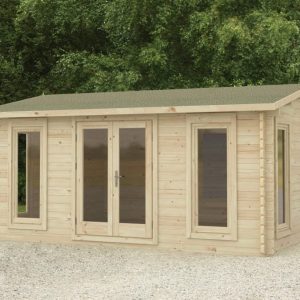 Forest Garden Rushock 5.0m x 4.0m Apex Double Glazed Log Cabin (34kg Polyester Felt With Underlay)