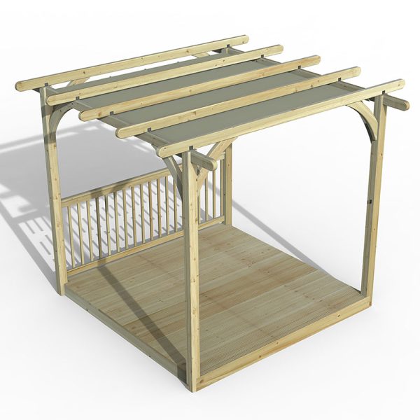 8' x 8' Forest Pergola Deck Kit with Retractable Canopy No. 2 (2.4m x 2.4m)