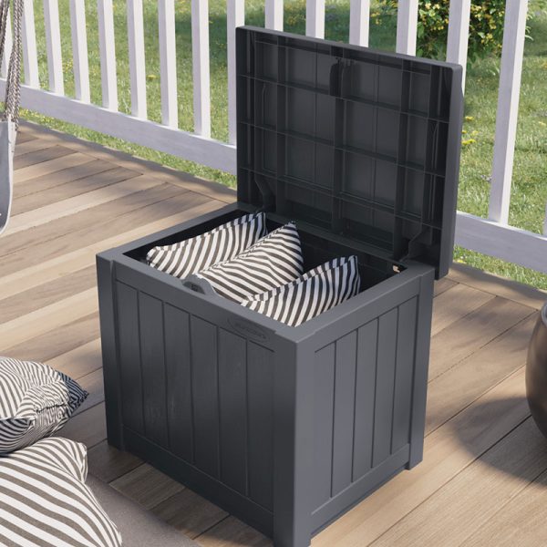 1'10 x 1'5 Suncast 83L Plastic Garden Storage Seat - Cyberspace (0.56m x 0.43m)