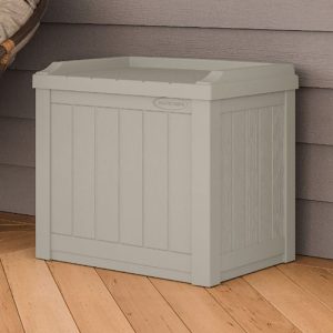 1'10 x 1'5 Suncast 83L Plastic Garden Storage Seat - Light Taupe (0.56m x 0.43m)