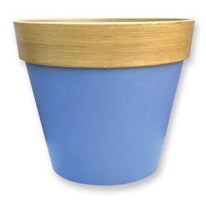 40Cm Wood & Pastel Pot Blue Set Of 2