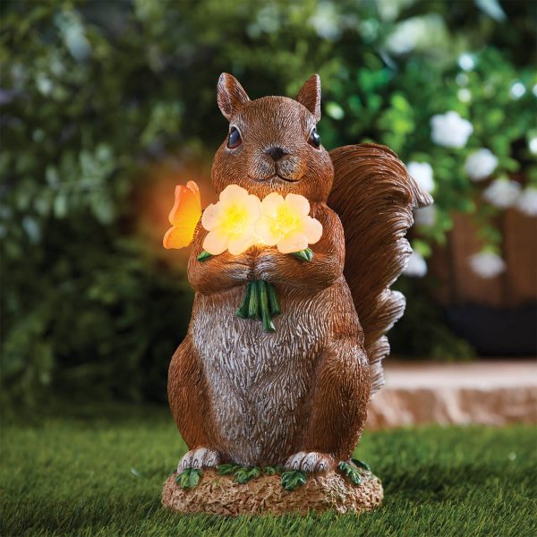 Solar Garden Light (Squirrel), H23 xW15.5 xD11.5cm, Weatherproof Polyresin