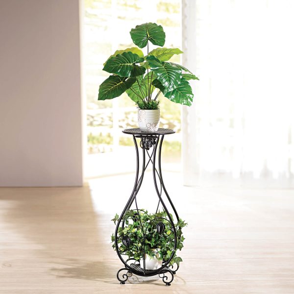 Two-Tier Plant Stand W27 X D24 X H68cm, Made From Wrought Iron, Indoor or Outdoor Use