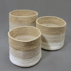 Barking Round Jute/Cotton Planters Set of 3