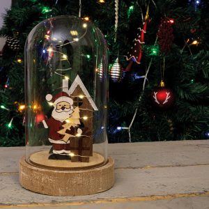 Christmas Battery Powered Light Up Cloche Christmas Scene Globe Ornament Father Christmas