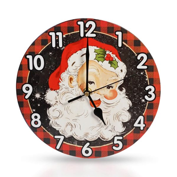 Christmas Red Santa Design Festive Battery Operated Wall Clock