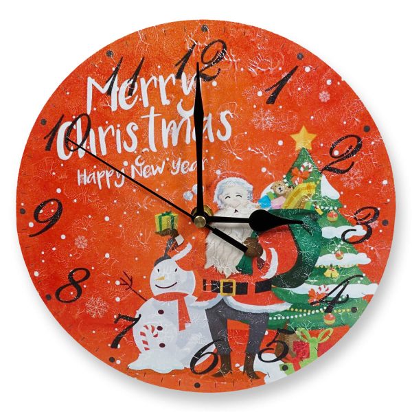 Christmas Snowman Santa Design Festive Battery Operated Wall Clock