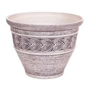 Heart Design Round Washed Granite-Effect Planter 40Cm