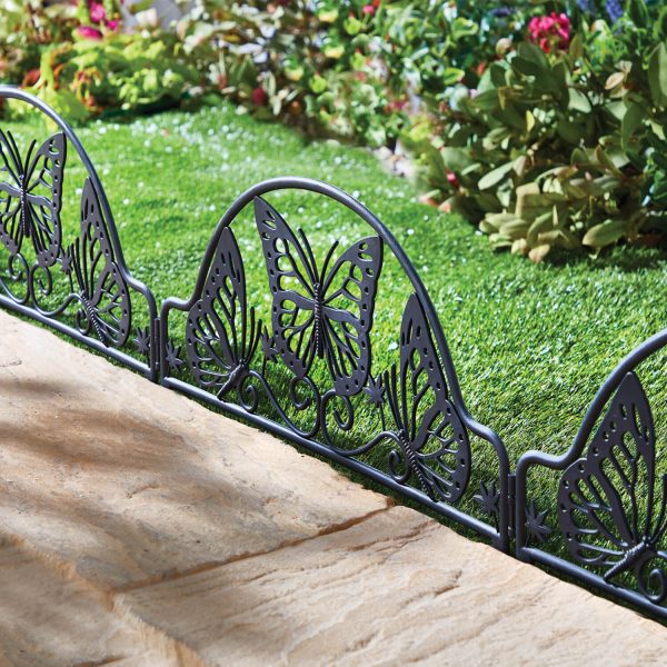 Lawn Edging Butterfly Set of 4. Buy 2 Save £10. H22.5cmxW50cm. Stake H9.5cm