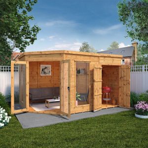 Mercia 8 X 12Ft Premium Corner Summerhouse With Side Shed