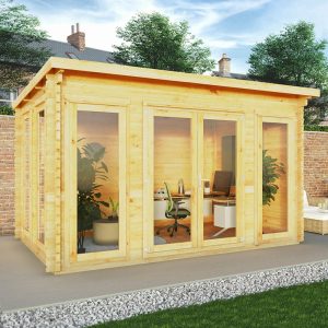 Mercia Studio 4m x 3m Double Glazed Pent Log Cabin (44mm)