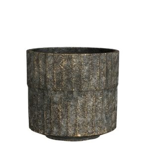 Rustic ribbed plant pot - dark grey