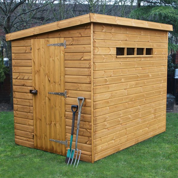 10' x 8' Traditional Shiplap Pent Wooden Security Garden Shed (3.05m x 2.44m)