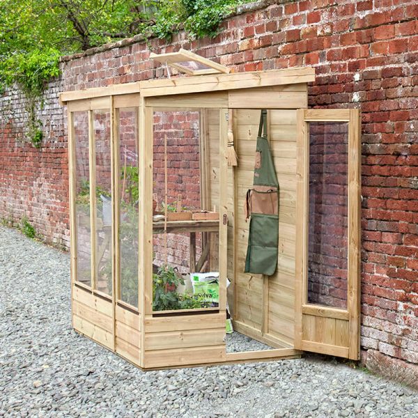 4' x 6' Forest Wallscape Lean To Greenhouse with Solid Back (1.28m x 1.93m)