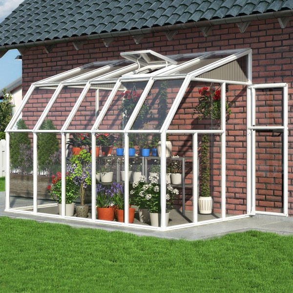 6'x10' Palram Canopia Rion White Sun Room Walk In Wall Greenhouse (1.8x3m)