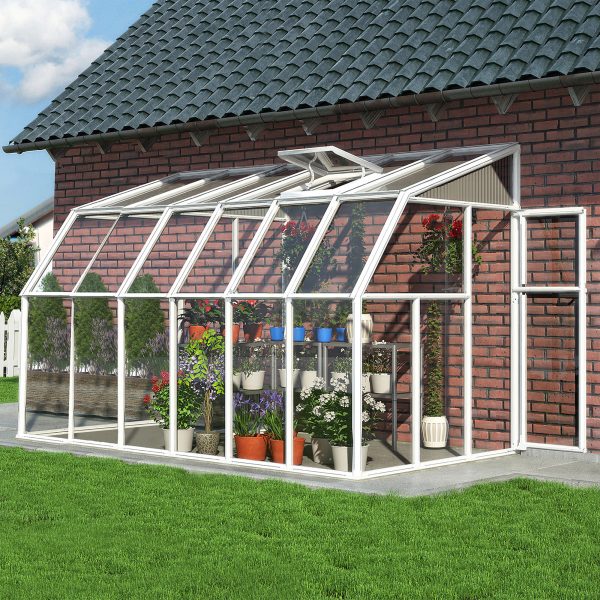 6'x12' Palram Canopia Rion White Sun Room Walk In Wall Greenhouse (1.8x3.6m)