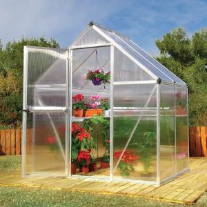 6'x4' Palram Canopia Mythos Small Silver Polycarbonate Greenhouse (1.8x1.2m)