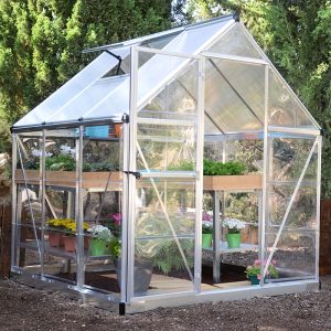 6'x6' Palram Canopia Hybrid Small Silver Polycarbonate Greenhouse (1.8x1.8m)