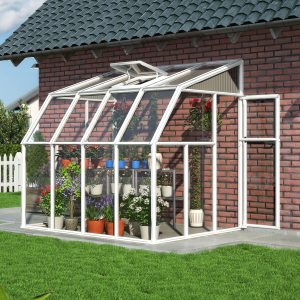 6'x8' Palram Canopia Rion White Lean to Greenhouse (1.8x2.4m)