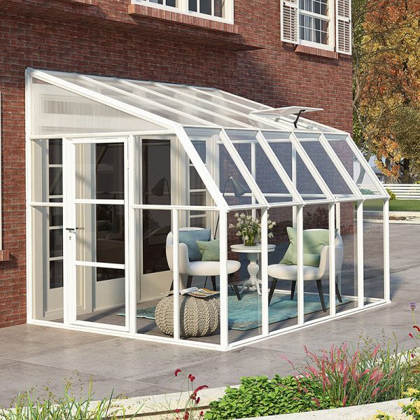 8'x10' Palram Canopia Rion White Sun Room Walk In Wall Greenhouse (2.4x3m)