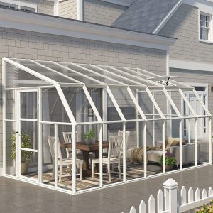 8'x14' Palram Canopia Rion White Sun Room Walk In Wall Greenhouse (2.4x4.2m)