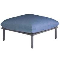 Alexander Rose Beach Footstool - Flint Frame, Flint Frame, Blue Cushion