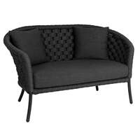 Alexander Rose Dark Grey Cordial 2 Seater Curved Sofa with Cushions, Grafito